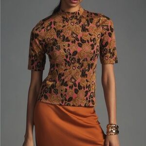 Maeve Pink and Brown Floral Top